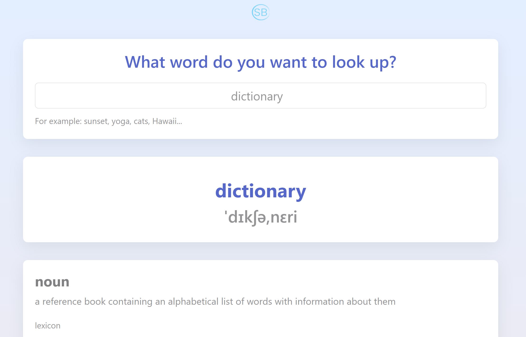 dictionary project